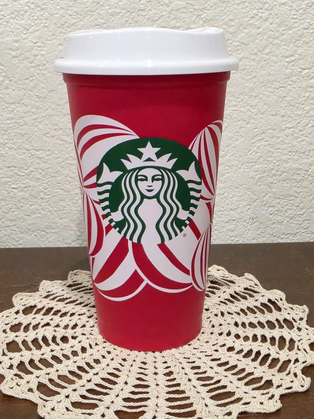 Starbucks Red Holiday Travel Tumbler with White Lid Christmas 2014 Collector